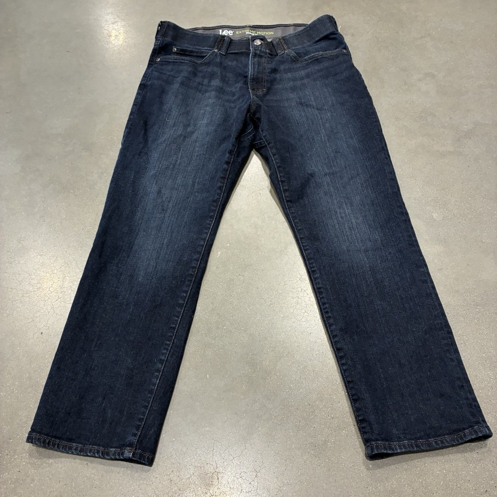Lee Extreme Motion Jeans Mens 36x29 Straight Fit Blue Denim Stretch Comfort